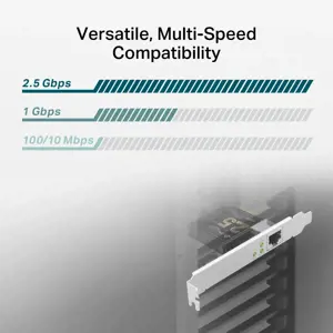 "TP-Link" 2.5 Gigabit PCIe tinklo adapteris, vidinis, laidinis, "PCI Express", Ethernet, 2500 Mbps, juodas, pilkas