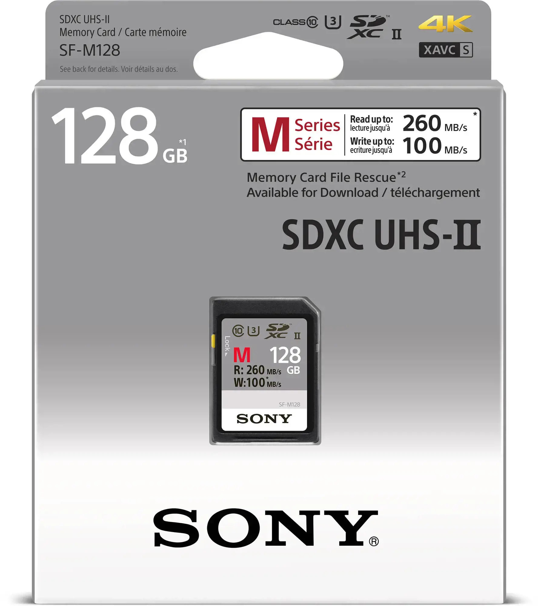 "Sony" 128 GB SDXC, 128 GB, SDXC, 10 klasė, UHS-II, 260 MB/s, 100 MB/s
