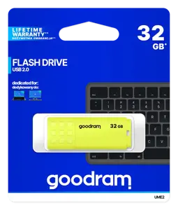 "Goodram UME2", 32 GB, A tipo USB, 2.0, 20 MB/s, dangtelis, geltonos spalvos