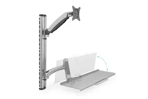 DIGITUS monitoriaus ir klaviatūros sieninis tvirtinimas iki 27 colių dujinės spyruoklės laikiklis maks. 8 kg VESA 75x75 mm 100x100 mm