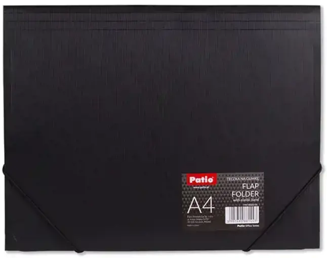 Aplankas dokumentams su gumele  PATIO, PP, A4, juoda sp.
