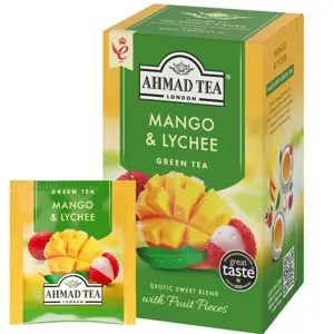 Žalioji arbata AHMAD Alu Mango & Lychee, 20 vokelių x 2 g