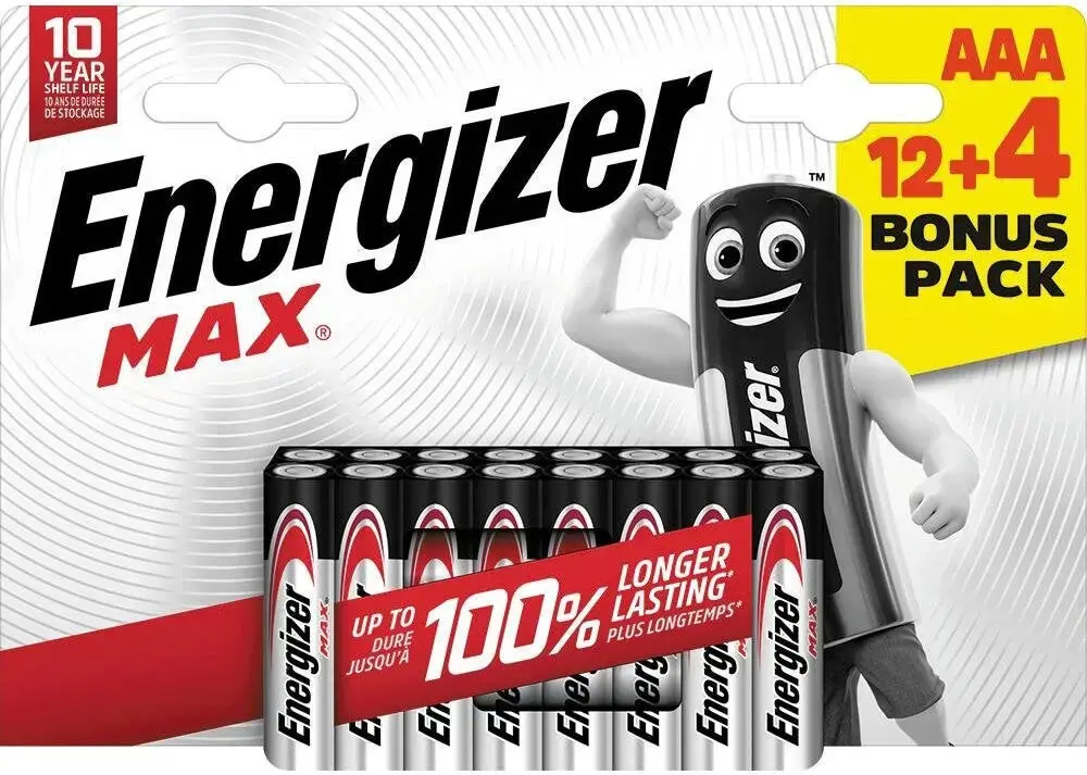 Energizer battery Max Alkaline AAA CHP16 12+4