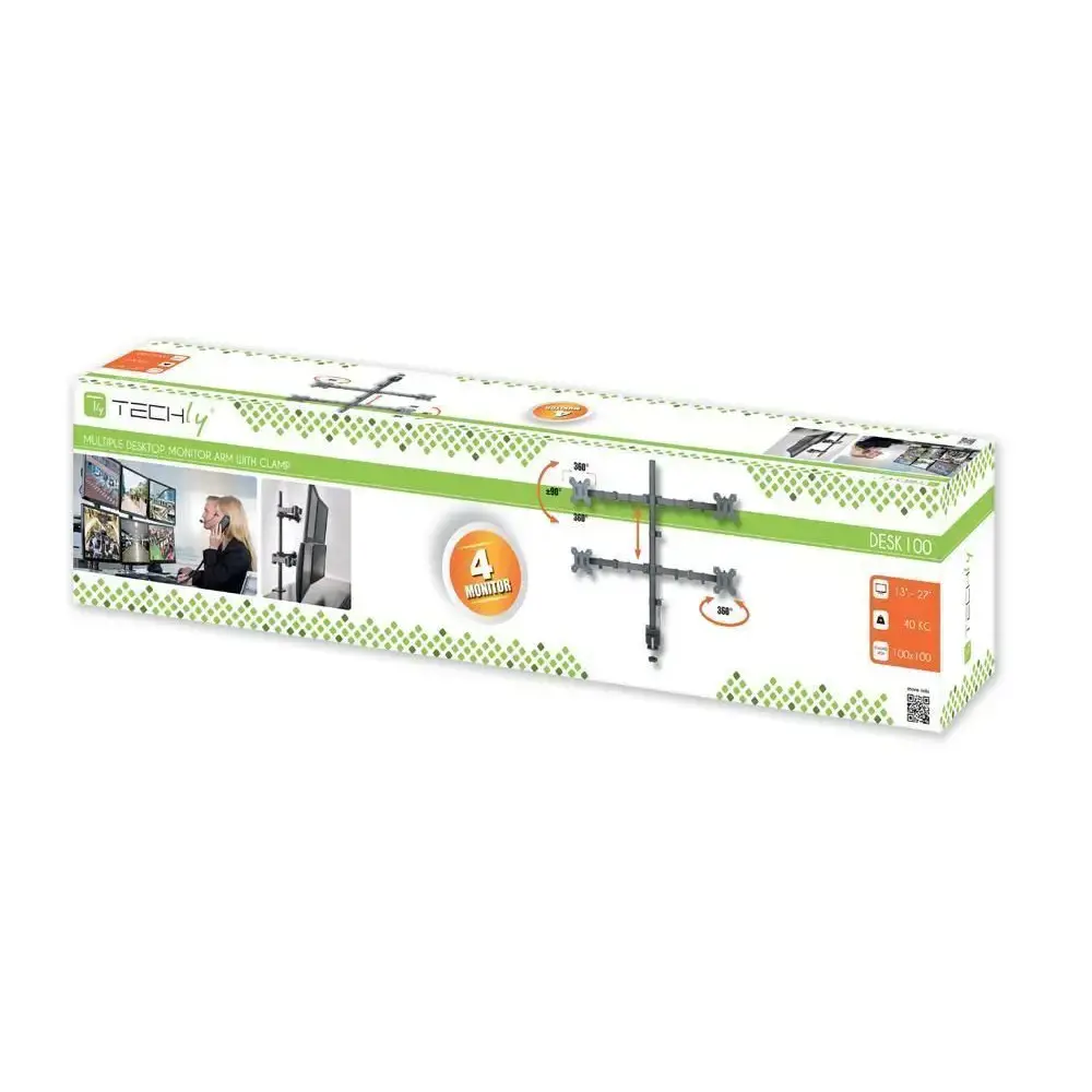 TECHLY 027521 "Techly" Keturvietis stalinis LED/LCD monitoriaus porankis 13-27 VESA 4x 10 kg pilnas judesys