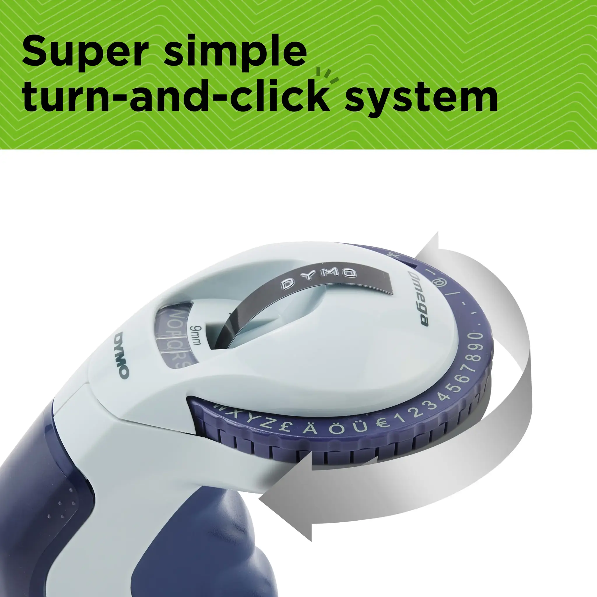 DYMO Omega Embossing Label Maker | Small Label Maker with Turn-Click Wheel and Ergonomic Design | For HomeDIY & Crafting (£/€ÄÖ & Ü), Direct thermal, Blue