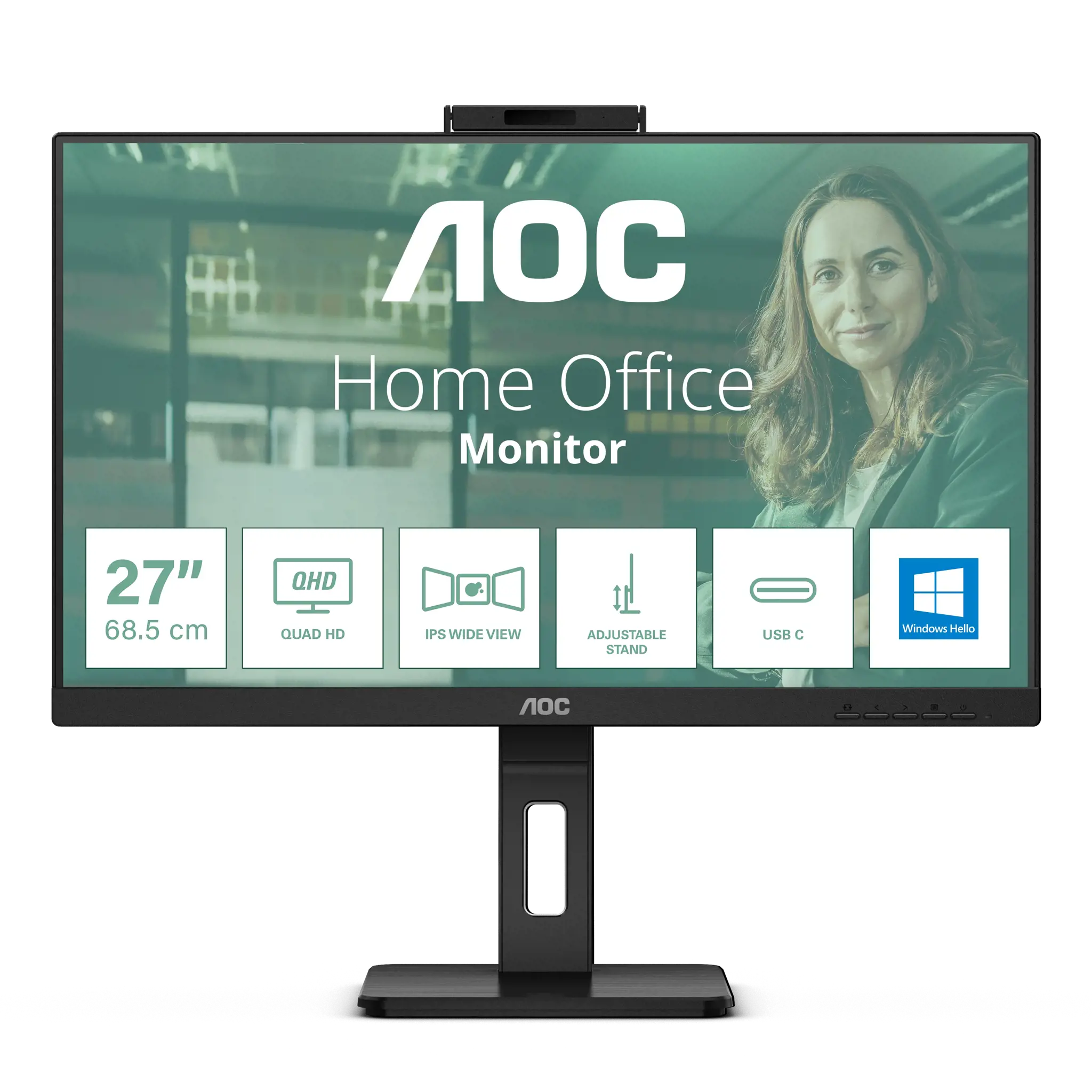 Monitorius AOC Q27P3CW 27inch VA TFT 2560x1440 HDMI DP USB Black
