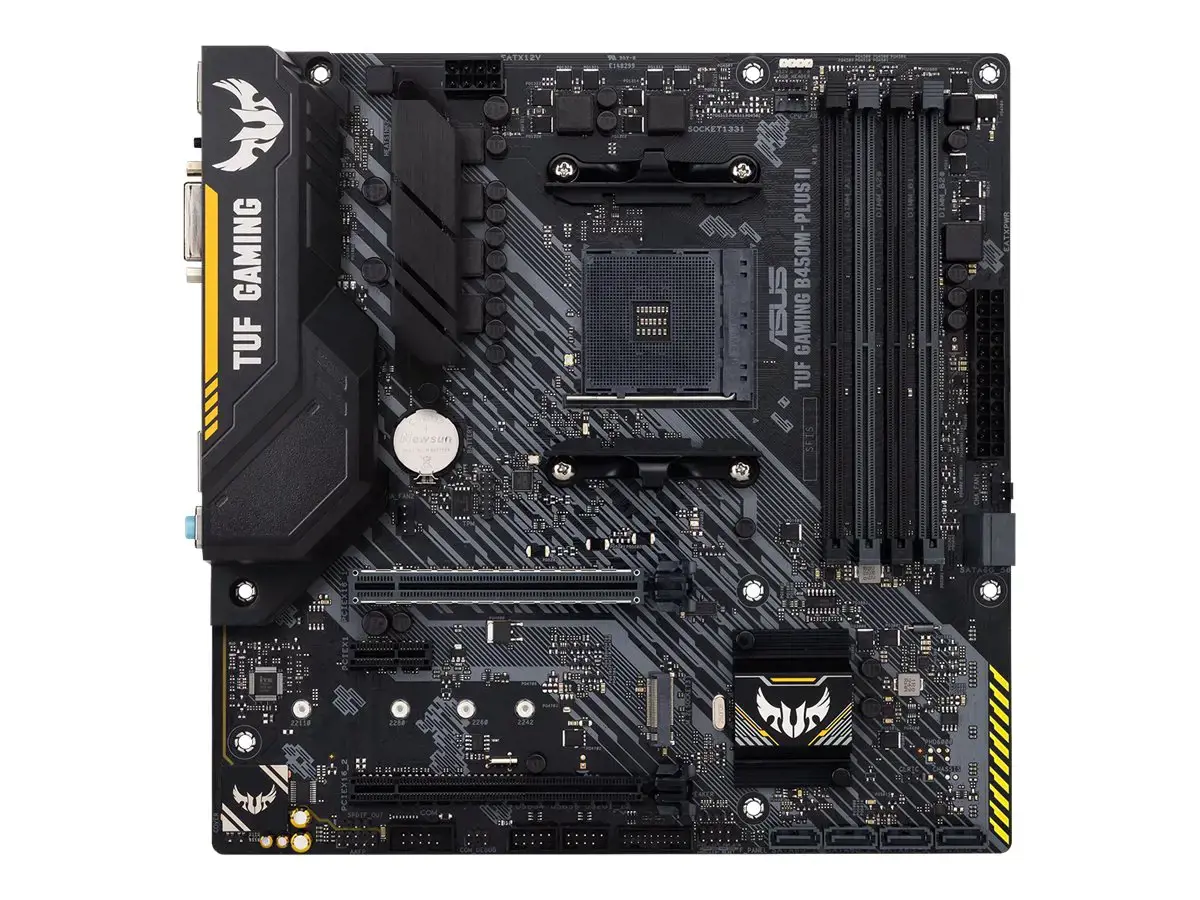 ASUS TUF Gaming B450M-Plus II, AMD, Socket AM4, AMD Ryzen™ 3, 2 kartos AMD Ryzen™ 3, 3 kartos AMD Ryzen™ 3, 3 kartos AMD Ryzen™ 3, AMD Ryzen™ 5, 2..., DDR4-SDRAM, 128 GB, DIMM