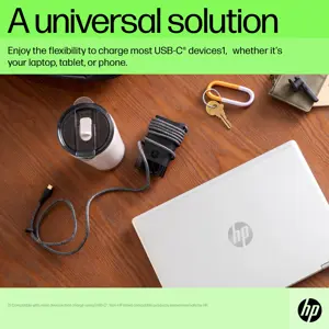 HP USB-C 65W nešiojamojo kompiuterio įkroviklis, nešiojamasis kompiuteris, vidinis, 90 V, 65 W, 5-20 V, 1,6 A