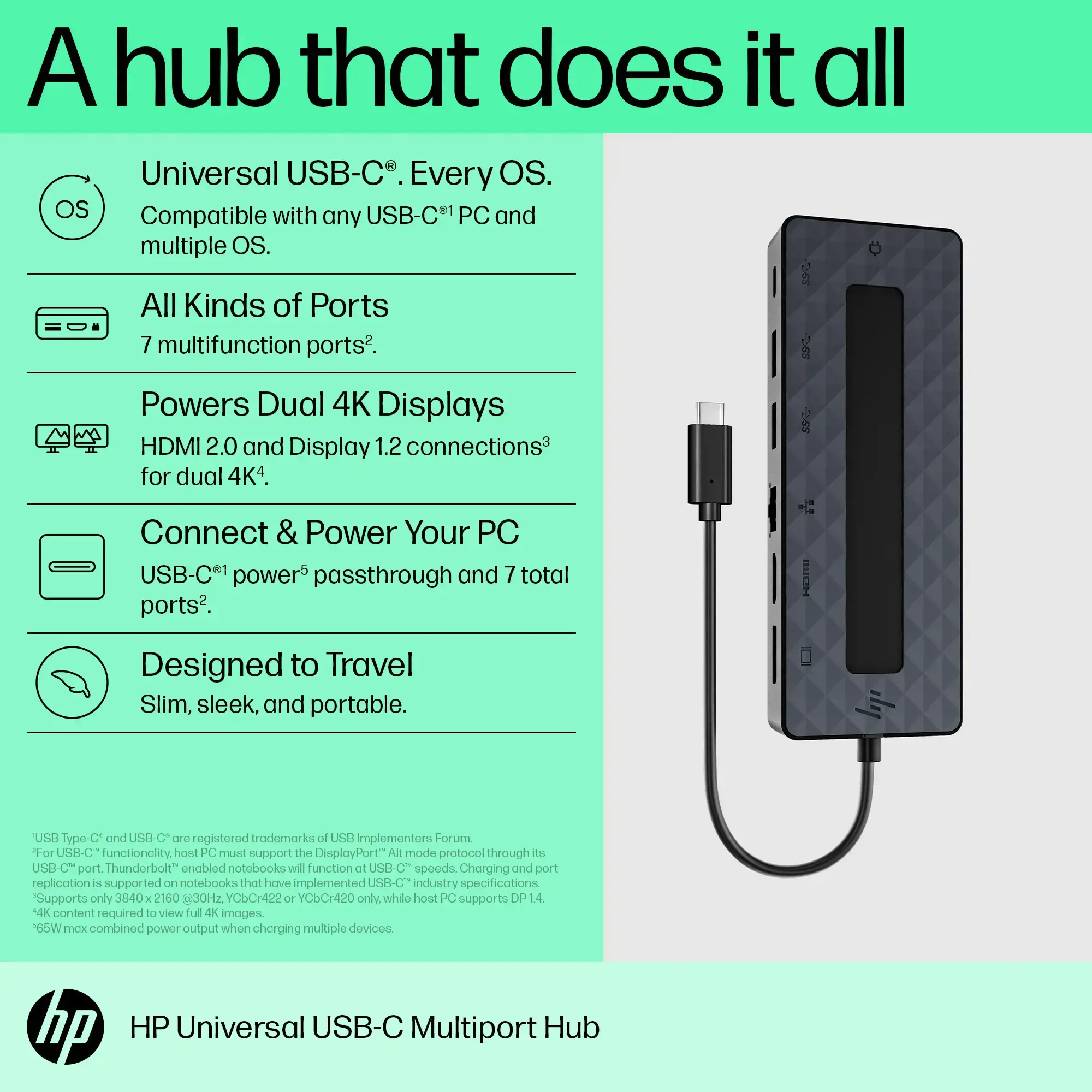 HP universalus USB-C daugiaportis koncentratorius