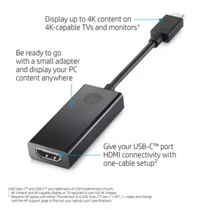 HP 2PC54AA, C tipo USB, HDMI, juodas, 25 mm, 11 mm, 150 mm