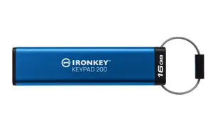 KINGSTON 16 GB "IronKey" klaviatūra 200 FIPS 140-3 Lvl 3 laukiama AES-256 šifravimo