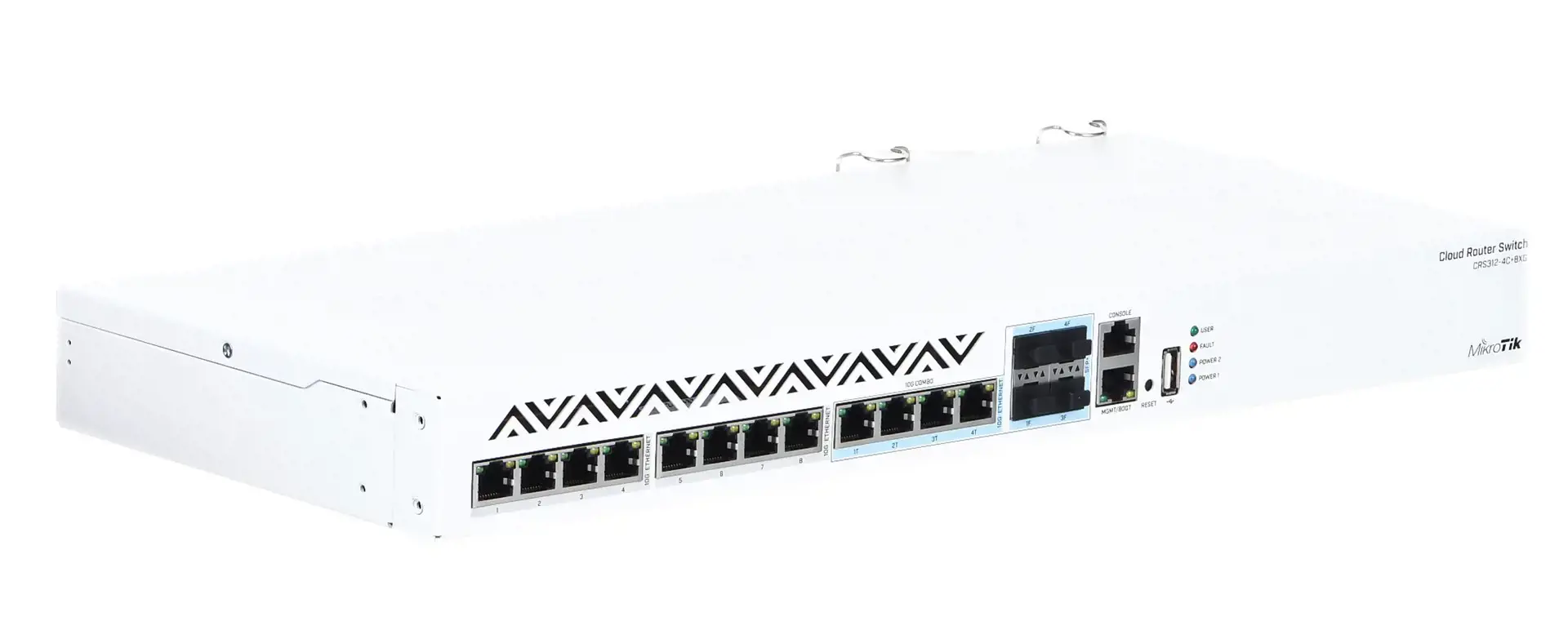 "MikroTik Cloud Router" komutatorius 312-4C+8XG-RM su "RouterOS L5", 1U stovo korpusas
