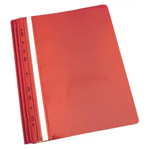 Aplankas su įsegėle ir europerforacija PANTA PLAST, A4, matinis viršelis, (pak. -10 vnt.), raudonas