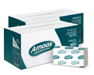 Popieriniai rankšluosčiai rankoms šluostyti AMOOS, 2 sluoksniai, 180 lapų, 21x22cm