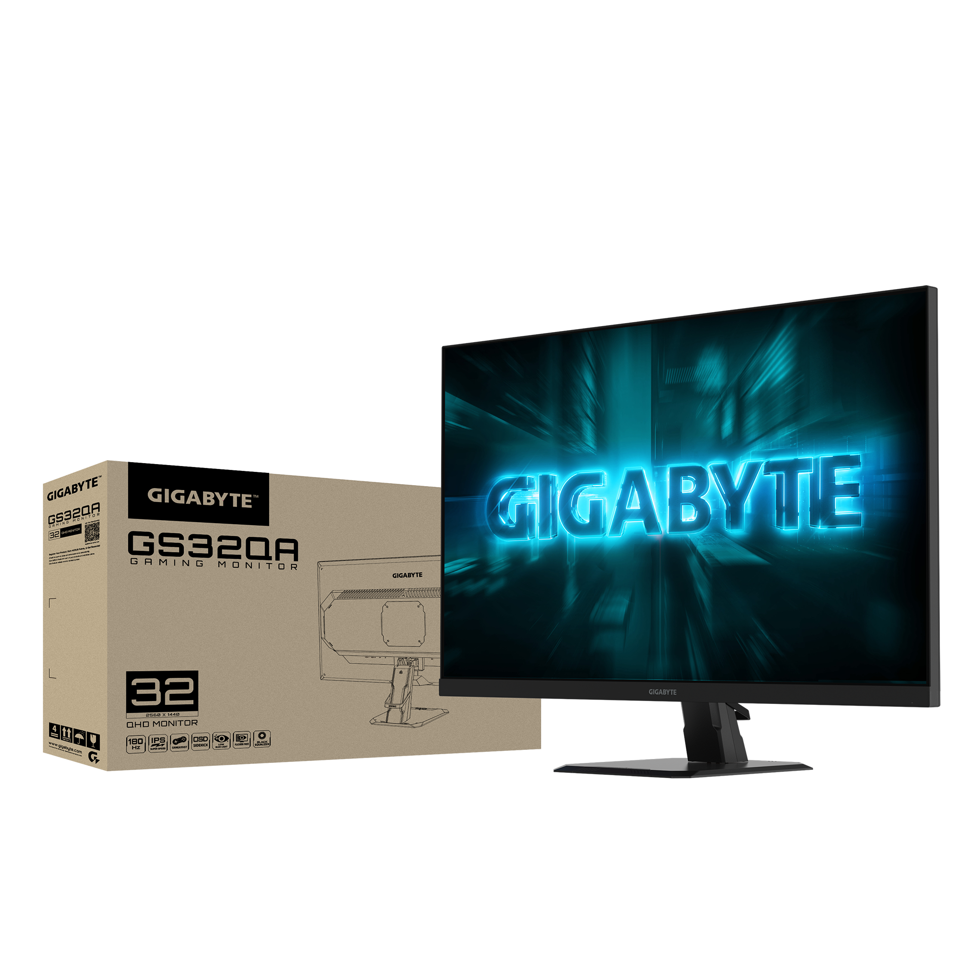 Gigabyte GS32QA | 32 " | SS IPS | QHD | 180 Hz | 1 ms | 2560 x 1440 pixels | 300 cd/m² | HDMI ports quantity 2