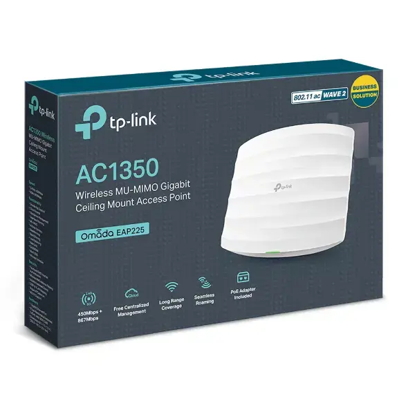 TP-Link AC1350 belaidis MU-MIMO gigabitinis prieigos taškas, 867 Mbps, 450 Mbps, 867 Mbps, Multi User MIMO, 64 bitų WEP, 128 bitų WEP, 152 bitų WEP, SSID, WPA, WPA-PSK, WPA2, WPA2-PSK, Telnet