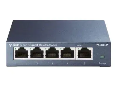 TP-LINK 5 prievadų metalinis gigabitinis komutatorius 5 10/100/1000M RJ45 prievadai palaiko GMP Snooping IEEE 802.1p QoS Plug and Play metalinis korpusas
