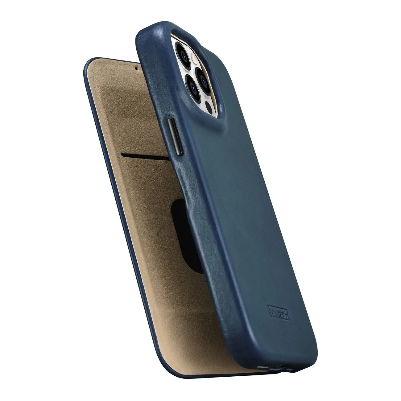"iCarer CE Oil Wax Premium Leather Folio Case" odinis dėklas "iPhone 14 Pro", magnetinis "MagSafe", mėlynas (AKI14220706-BU)