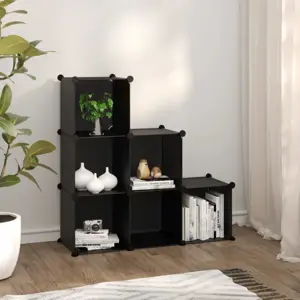 Lentyna su 6 kubo formos skyriais, juodos spalvos, PP