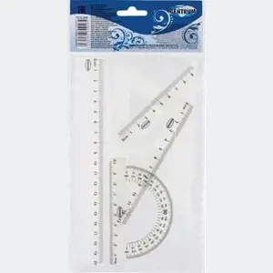 Braižybos rinkinys CENTRUM liniuotė 20 cm, 2 trikampės liniuotės, matlankis