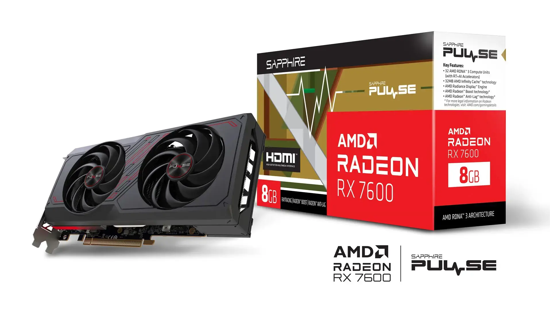 Vaizdo plokštė SAPPHIRE Radeon RX 7600 Gaming 8 GB, GDDR6, 11324-01-20G