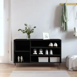 Spintelė batams, juodos spalvos, 102x36x60cm, apdirbta mediena