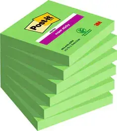 Lipnūs lapeliai Post-it Super Sticky  76 mm x 76 mm, 90 lapelių, žalios sp.