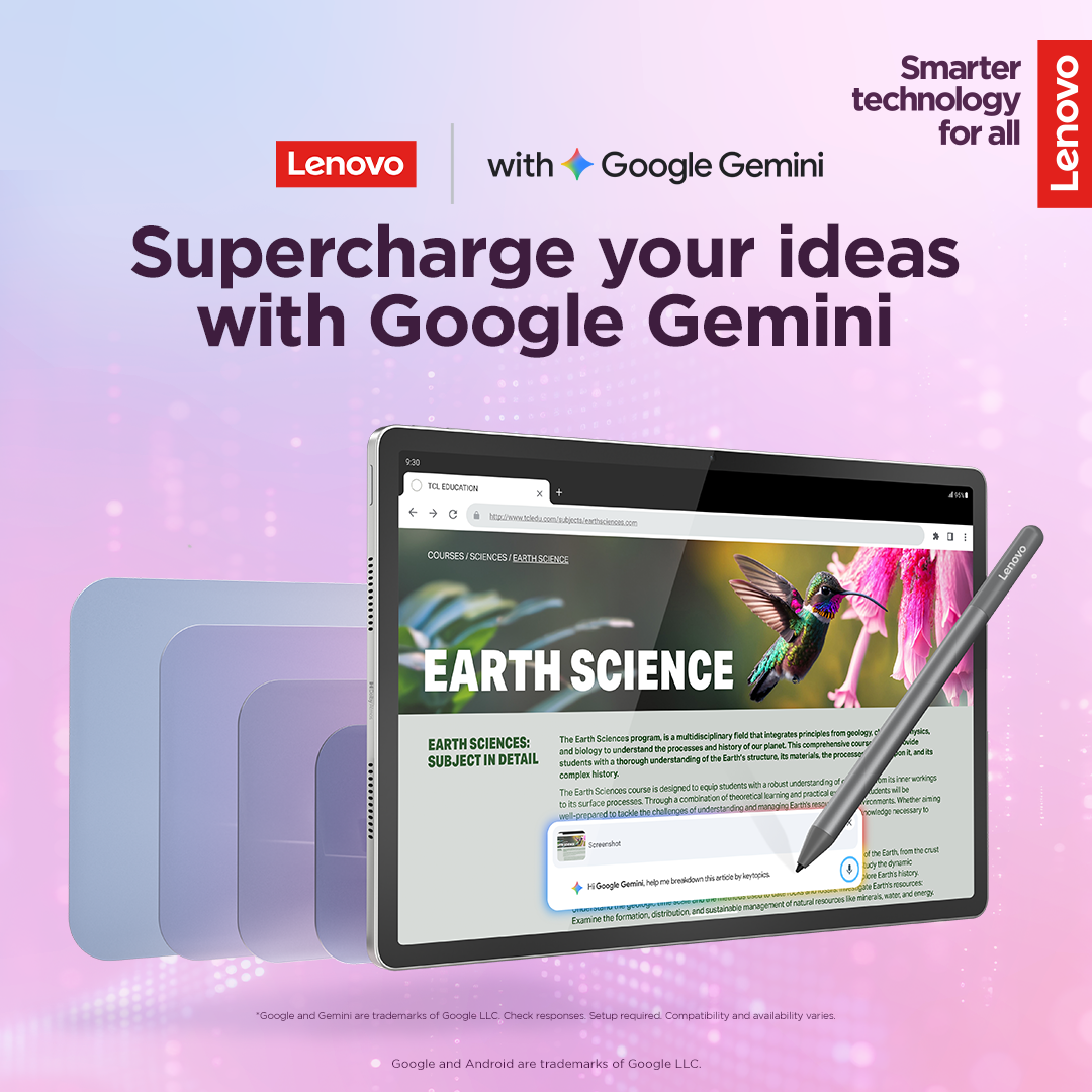 Lenovo Idea Tab Plus Wi-Fi (w/o power adapter) | ZAG70004SE | 12.1 " | Luna Grey | IPS | 2560 x 1600 pixels | MediaTek | Dimensity 6400 | 12 GB | Soldered LPDDR4x | 256 GB | Wi-Fi | Front camera | 8 MP | Rear camera | 13 MP | Bluetooth | 5.2 | Android | 15 or Later | Warranty 24 month(s) | Lenovo Tab Pen