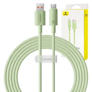 Greitojo įkrovimo laidas "Baseus USB to USB-C Habitat Series" 2 m 100 W (žalias)