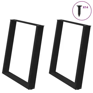 Valgomojo stalo kojelės, 2 vnt., juodos, 70x(72-73) cm, plienas, U formos