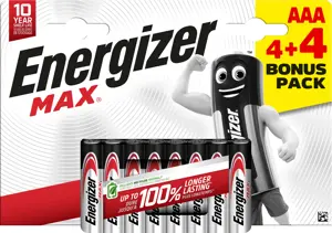 Energizer battery Max Alkaline AAA CHP8 4+4