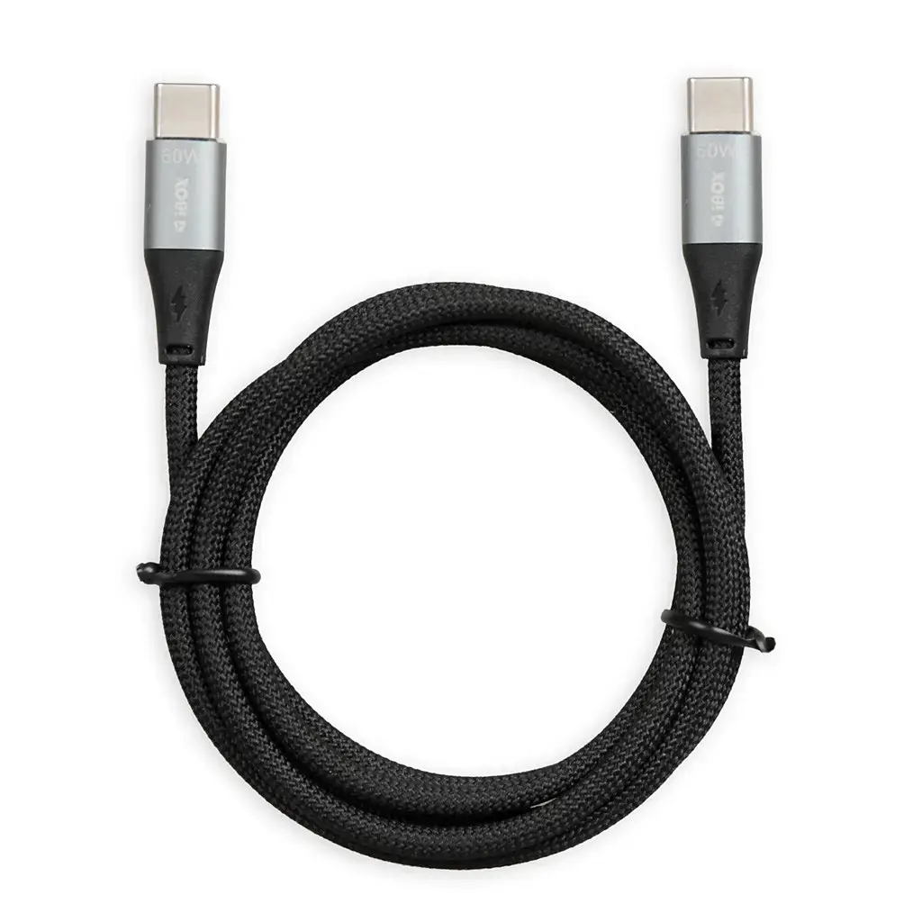 "I-BOX" USB TYPE-C 60W 2M PD/QC KABELIS JUODAS