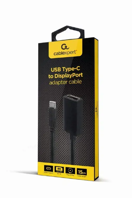 GEMBIRD USB Type-C į "DisplayPort" adapterio kabelis 4K 15 cm juodas