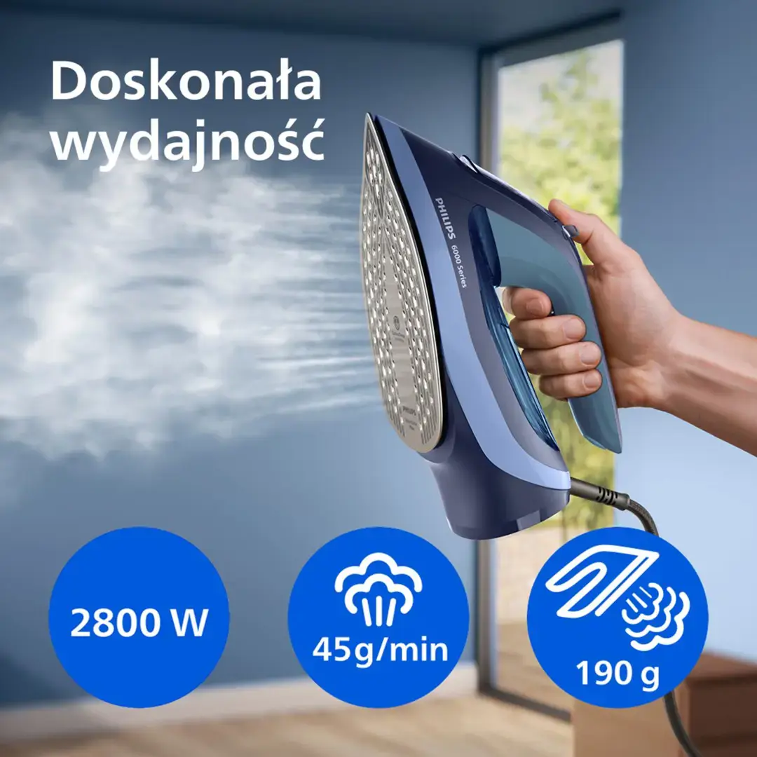 Philips 6000 series DST6120/20 iron Steam iron SteamGlide Plus soleplate 2600 W Blue