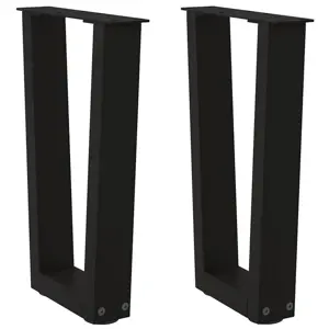 Kavos staliuko kojelės, V formos, 2 vnt., juodos, 38x(42-43,3) cm, plienas