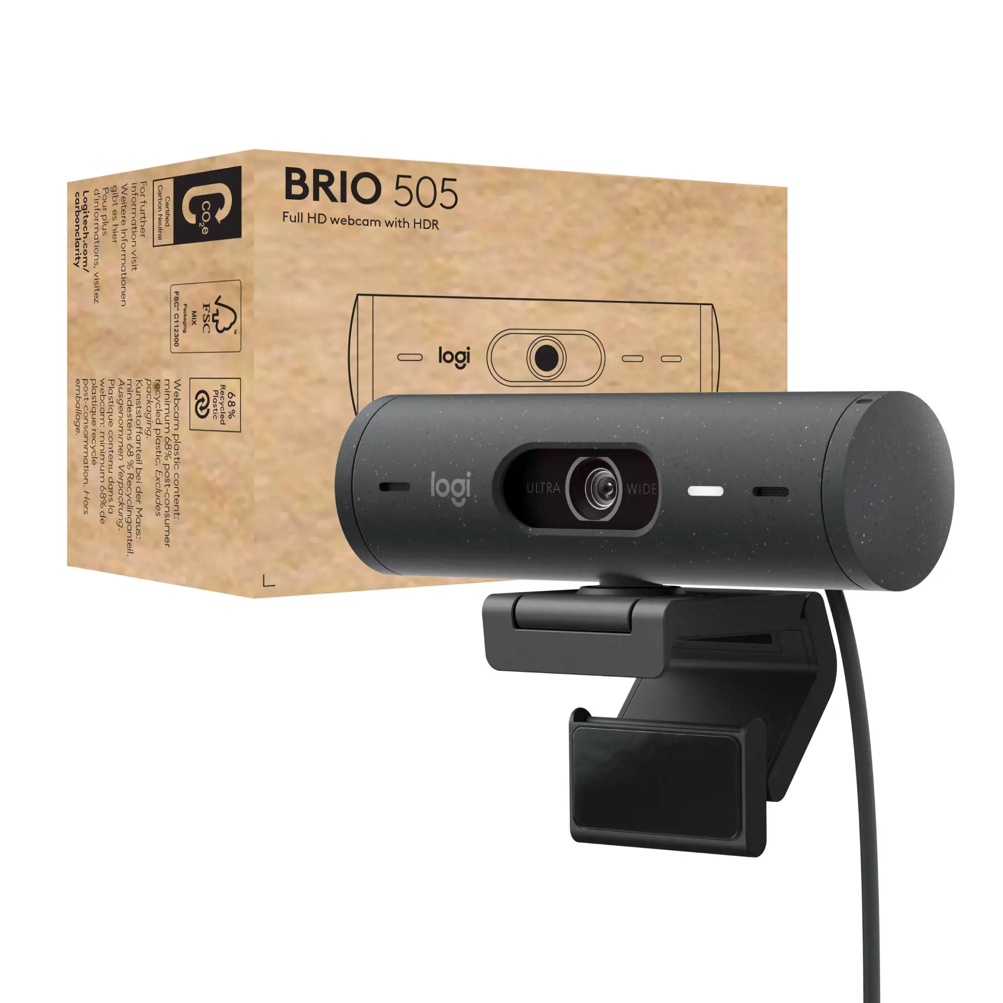 "Logitech Brio 505", 4 MP, 1920 x 1080 taškų, "Full HD", 60 kadrų per sekundę, 1280x720@60fps, 1920x1080@30fps, privatus užraktas