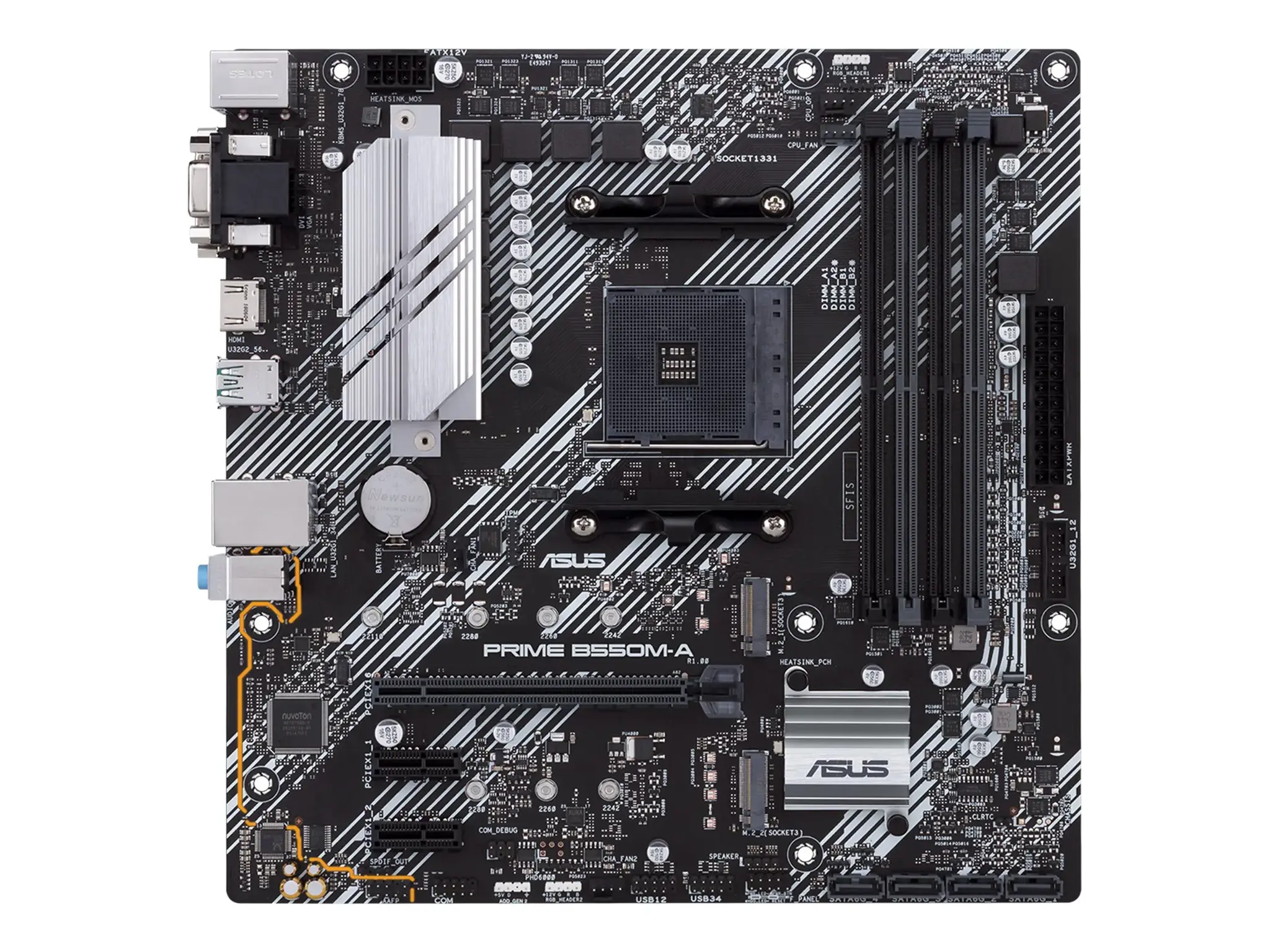 ASUS PRIME B550M-A, AMD, "Socket AM4", 3 kartos "AMD Ryzen™ 3", 3 kartos "AMD Ryzen 5", 3 kartos "AMD Ryzen™ 7", 3 kartos..., DDR4-SDRAM, 128 GB, DIMM