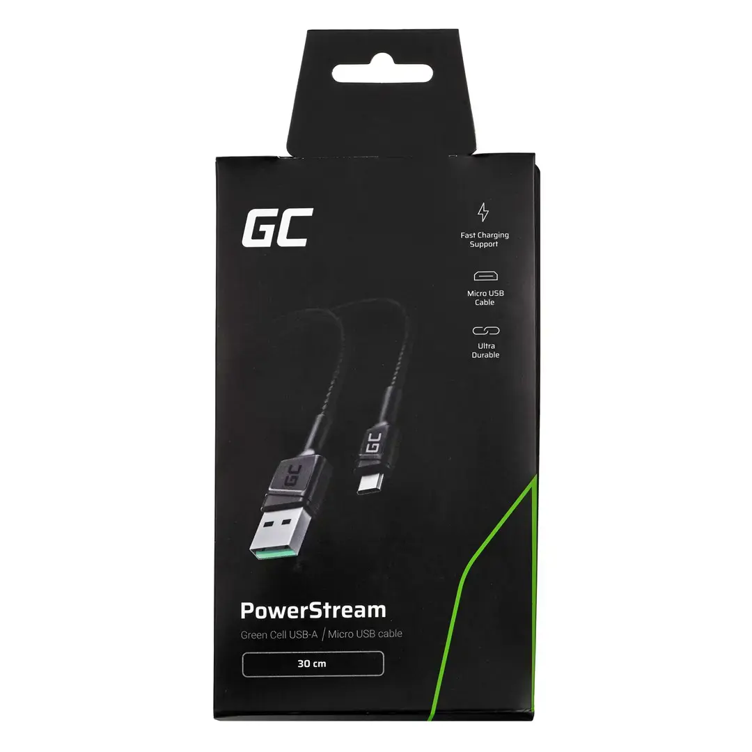 GREENCELL kabelis GC PowerStream USB-A - Micro USB 30cm Ultra Charge QC 3.0