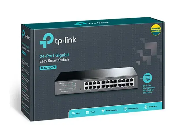 "TP-Link" 24 prievadų "Gigabit Easy Smart" komutatorius, valdomas, L2, Gigabit Ethernet (10/100/1000), montuojamas į stovą, 1U