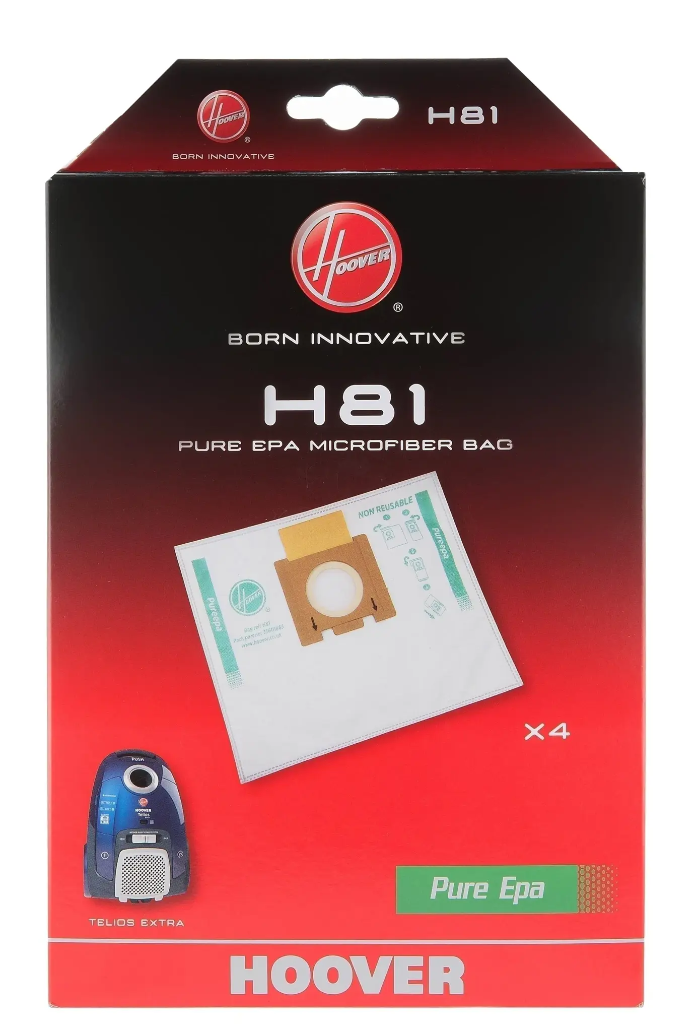 Hoover | Pure Epa microfiber Vacuum cleaner bags | H81, | White