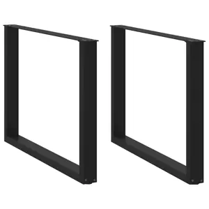 Valgomojo stalo kojelės, 2 vnt., juodos, 100x(72-73) cm, plienas, U formos