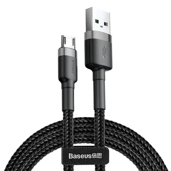 Baseus Cafule Cable Durable Nylon Braided Wire USB | micro USB QC3.0 2.4A 1M black-grey (CAMKLF-BG1)