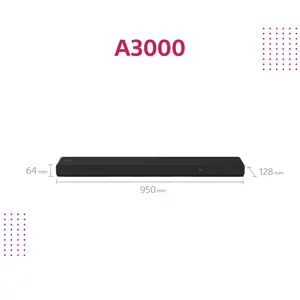 "Sony HT-A3000", 3.1 kanalo, 250 W, DTS, DTS 96/24, DTS Virtual:X, DTS-ES, DTS-HD HR, DTS-HD Master Audio, DTS:X, Dolby Atmos, Dolby..., 250 W, integruotas, juodas