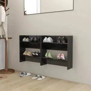 Sieninės spintelės batams, 2vnt., juodos, 60x18x60cm, mediena