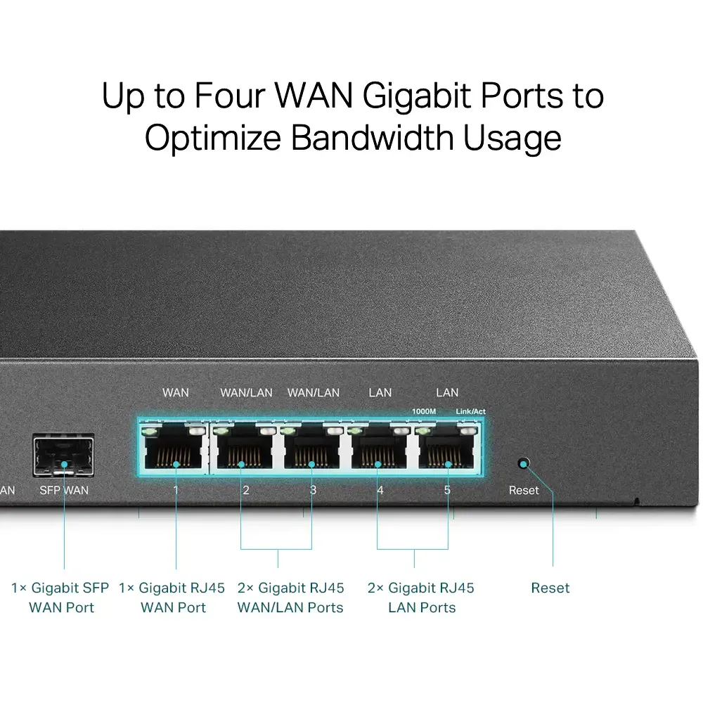 TP-Link SafeStream Gigabit Multi-WAN VPN maršrutizatorius, Ethernet WAN, Gigabit Ethernet, juodas