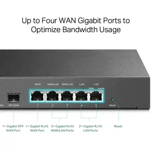 TP-Link SafeStream Gigabit Multi-WAN VPN maršrutizatorius, Ethernet WAN, Gigabit Ethernet, juodas