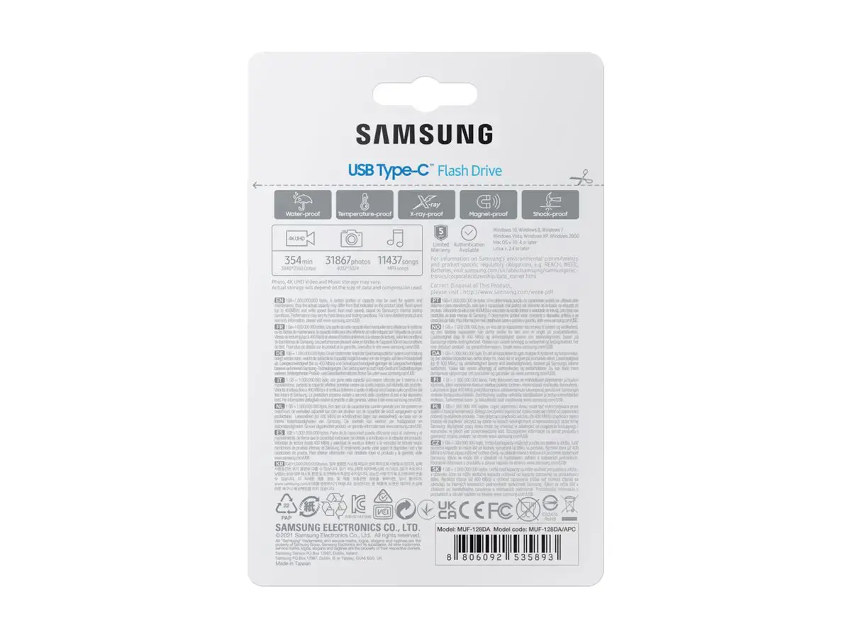 "Samsung" MUF-128DA, 128 GB, C tipo USB, 3.2 Gen 1 (3.1 Gen 1), 400 MB/s, dangtelis, mėlyna