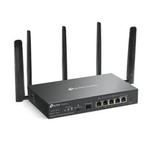 TP-Link Omada 4G+ Cat6 AX3000 Gigabit VPN Router, Wi-Fi 6 (802.11ax), Dual-band (2.4 GHz / 5 GHz), Ethernet LAN, 4G, Black, Desktop/pole router