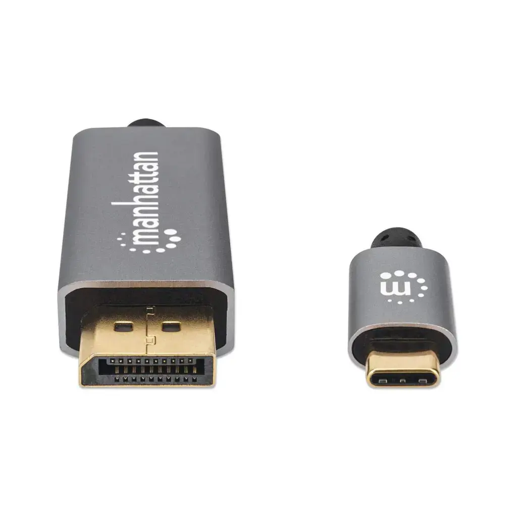 Manhattan USB-C to DisplayPort 1.4 Cable, 8K@60Hz, 2m, Male to Male, Black, Equivalent to CDP2DP146B (except 20cm longer), Three Year Warranty, Polybag, 2 m, USB Type-C, DisplayPort, Male, Male, Straight
