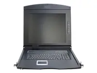 DIGITUS modulinė 43,2 cm 17 colių TFT konsolė su 8 KVM prievadais JAV klaviatūra RAL 9005 juoda spa…